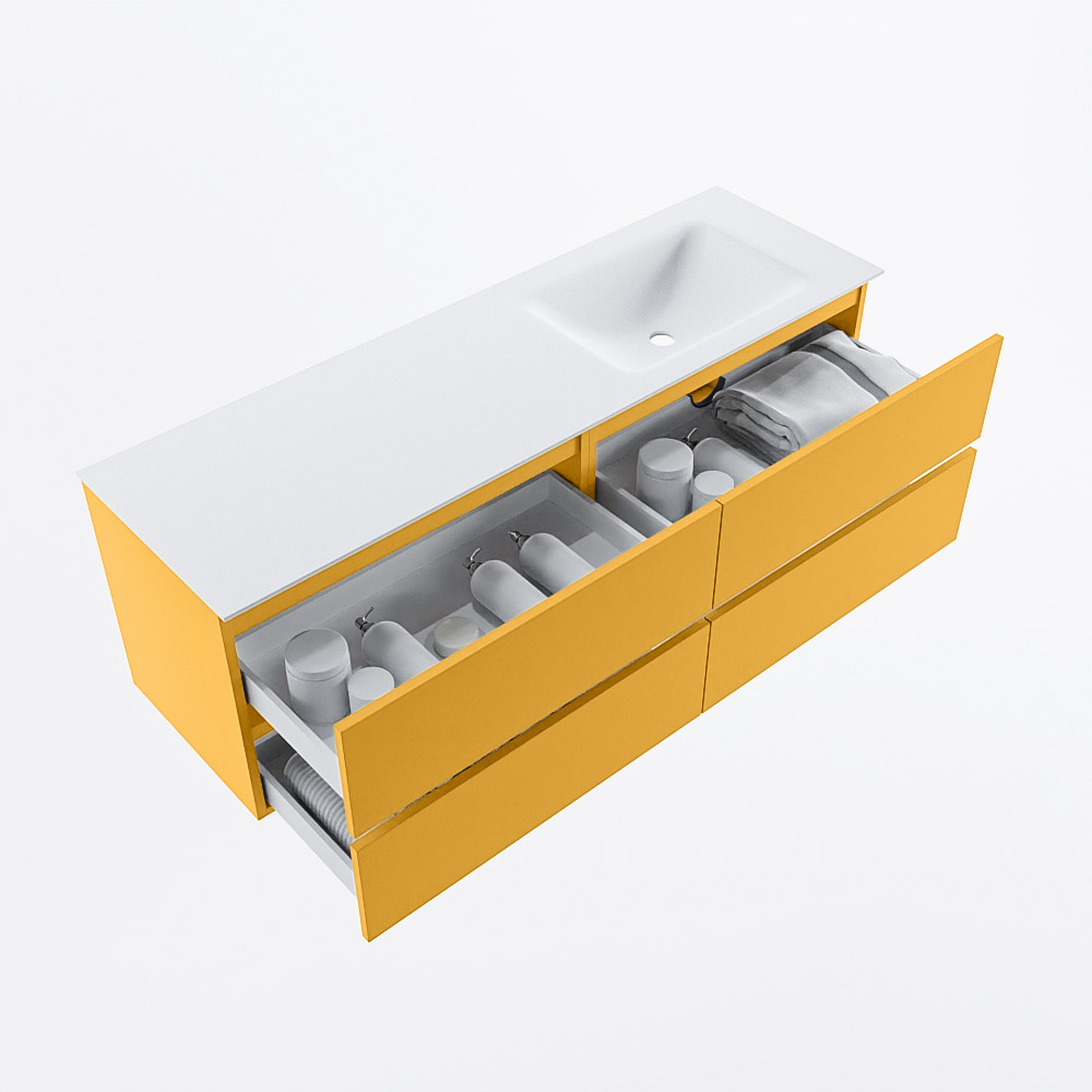 MONDIAZ VICA 150cm mueble de baño Ocher 4 cajones. Lavabo CLOUD Derecho 1 orificio, color Talc. 7 MONDIAZ VICA 150cm mueble de baño Ocher 4 cajones. Lavabo CLOUD Derecho 1 orificio, color Talc. - Imagen 7