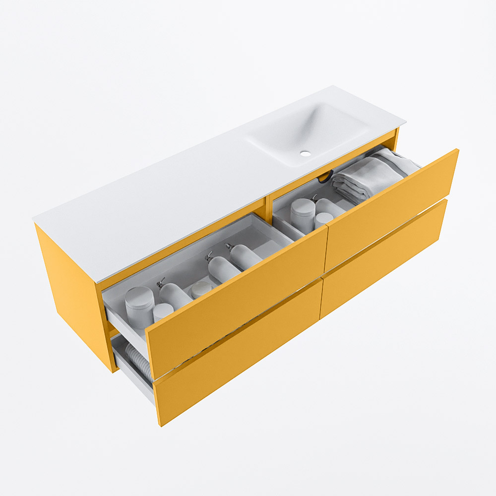 MONDIAZ VICA 160cm mueble de baño Ocher 4 cajones. Lavabo CLOUD Derecho 1 orificio, color Talc. 7 MONDIAZ VICA 160cm mueble de baño Ocher 4 cajones. Lavabo CLOUD Derecho 1 orificio, color Talc. - Imagen 7