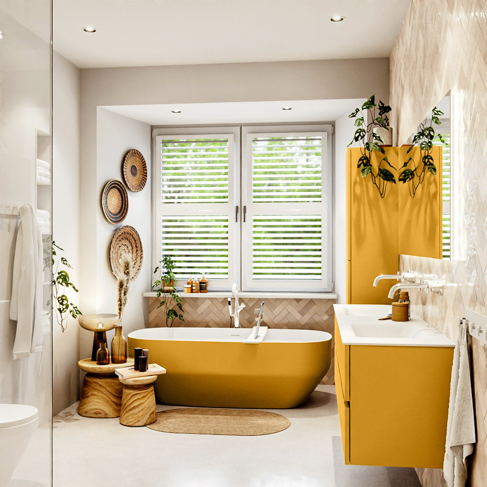 MONDIAZ VICA 160cm mueble de baño Ocher 4 cajones. Lavabo CLOUD Doble sin orificio, color Talc. 3 MONDIAZ VICA 160cm mueble de baño Ocher 4 cajones. Lavabo CLOUD Doble sin orificio, color Talc. - Imagen 3