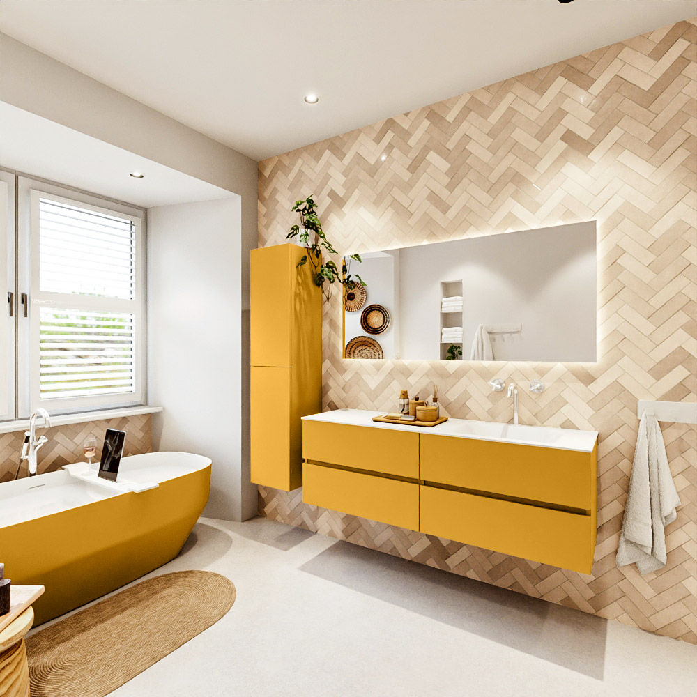 MONDIAZ VICA 150cm mueble de baño Ocher 4 cajones. Lavabo CLOUD Derecho 1 orificio, color Talc. 4 MONDIAZ VICA 150cm mueble de baño Ocher 4 cajones. Lavabo CLOUD Derecho 1 orificio, color Talc. - Imagen 4
