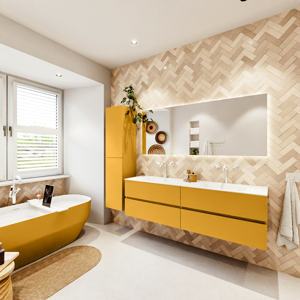 MONDIAZ VICA 170cm mueble de baño Ocher 4 cajones. Lavabo CLOUD Doble 2 orificios, color Talc. 4 MONDIAZ VICA 170cm mueble de baño Ocher 4 cajones. Lavabo CLOUD Doble 2 orificios, color Talc. - Imagen 4