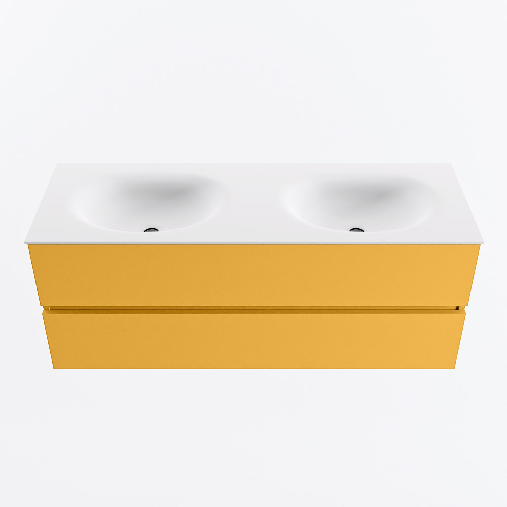 MONDIAZ VICA 130cm mueble de baño Ocher 2 cajones. Lavabo MOON Doble 2 orificios, color Talc. 5 MONDIAZ VICA 130cm mueble de baño Ocher 2 cajones. Lavabo MOON Doble 2 orificios, color Talc. - Imagen 5