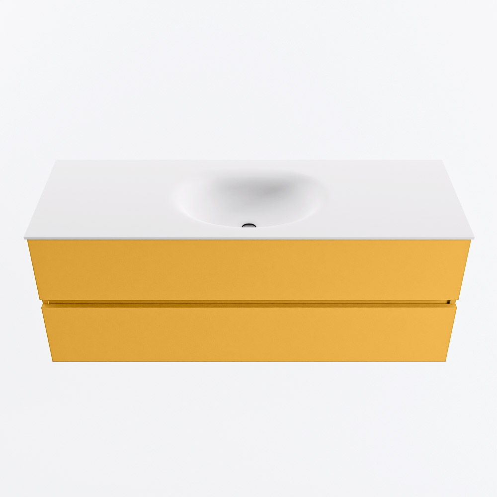MONDIAZ VICA 130cm mueble de baño Ocher 2 cajones. Lavabo MOON Centro sin orificio, color Talc. 5 MONDIAZ VICA 130cm mueble de baño Ocher 2 cajones. Lavabo MOON Centro sin orificio, color Talc. - Imagen 5