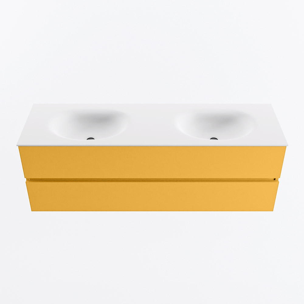 MONDIAZ VICA 150cm mueble de baño Ocher 2 cajones. Lavabo MOON Doble 2 orificios, color Talc. 5 MONDIAZ VICA 150cm mueble de baño Ocher 2 cajones. Lavabo MOON Doble 2 orificios, color Talc. - Imagen 5