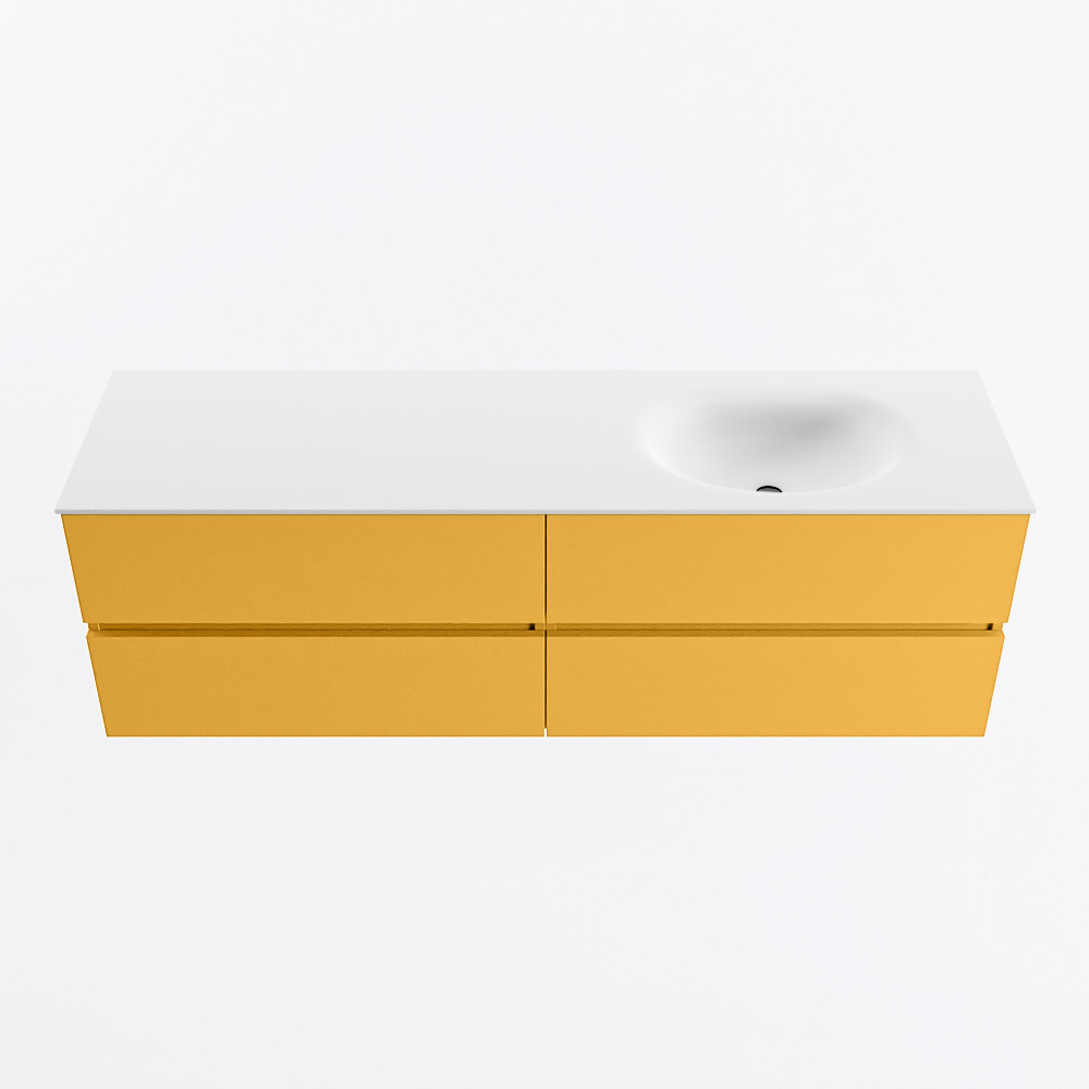 MONDIAZ VICA 160cm mueble de baño Ocher 4 cajones. Lavabo MOON Derecho 1 orificio, color Talc. 5 MONDIAZ VICA 160cm mueble de baño Ocher 4 cajones. Lavabo MOON Derecho 1 orificio, color Talc. - Imagen 5