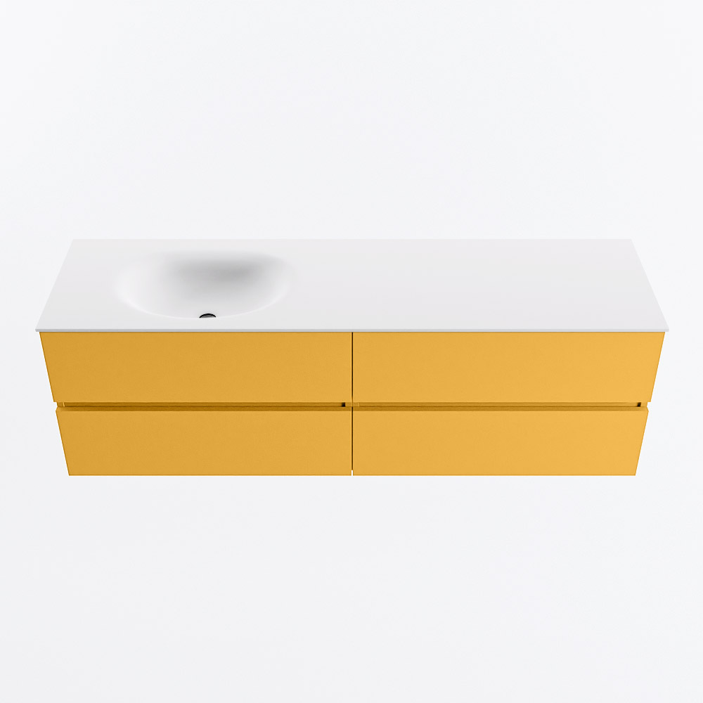 MONDIAZ VICA 160cm mueble de baño Ocher 4 cajones. Lavabo MOON Izquierda sin orificio, color Talc. 5 MONDIAZ VICA 160cm mueble de baño Ocher 4 cajones. Lavabo MOON Izquierda sin orificio, color Talc. - Imagen 5