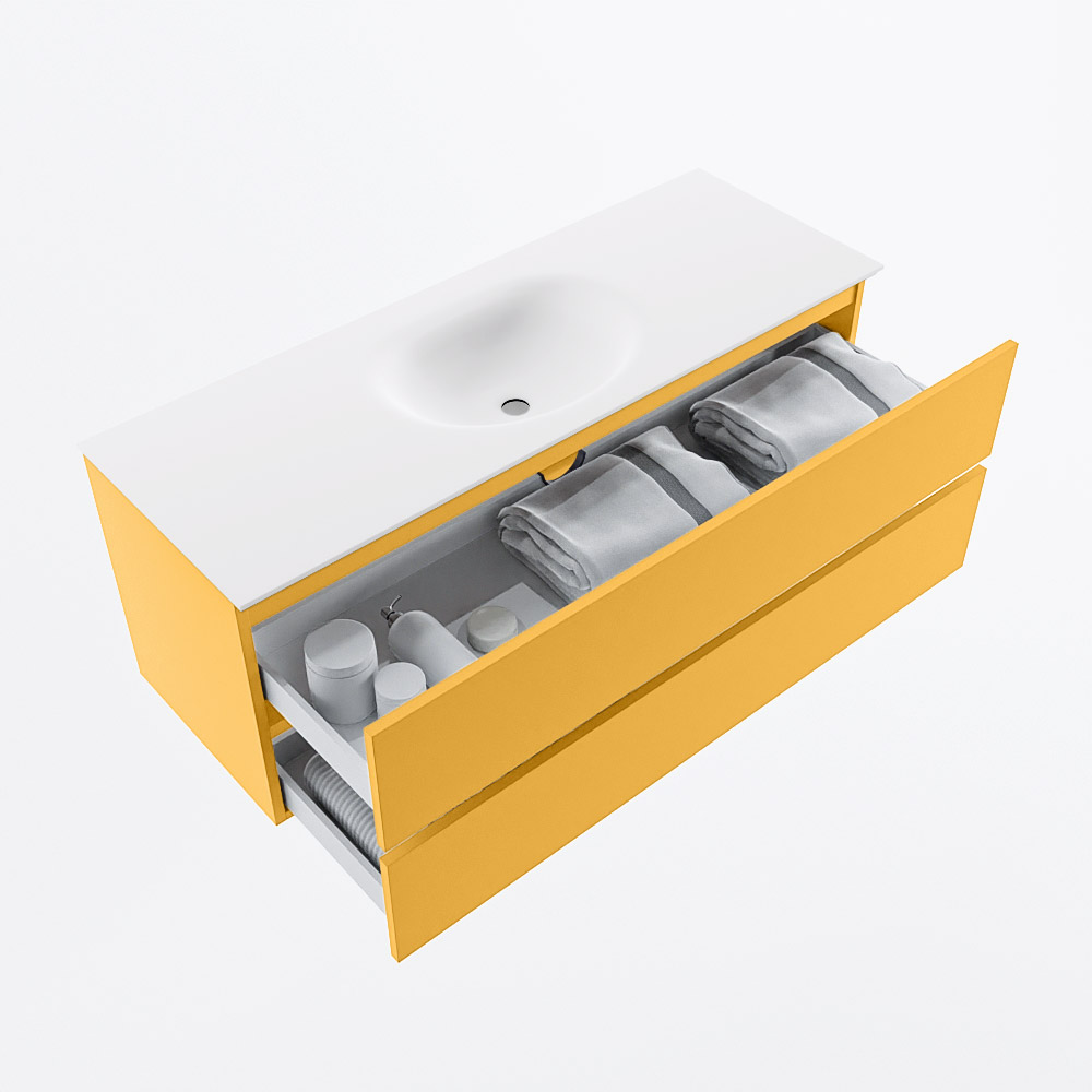 MONDIAZ VICA 130cm mueble de baño Ocher 2 cajones. Lavabo MOON Centro sin orificio, color Talc. 7 MONDIAZ VICA 130cm mueble de baño Ocher 2 cajones. Lavabo MOON Centro sin orificio, color Talc. - Imagen 7