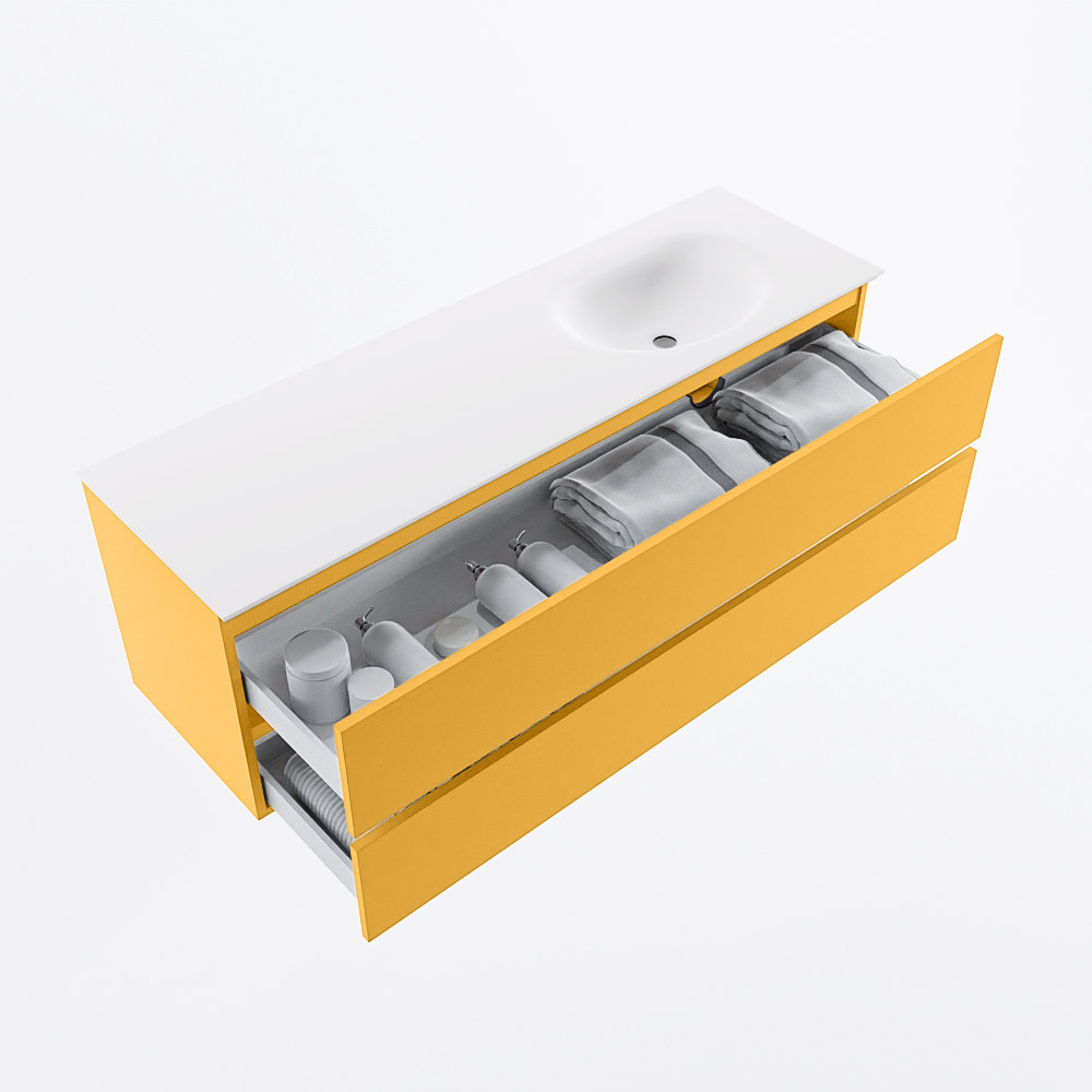 MONDIAZ VICA 150cm mueble de baño Ocher 2 cajones. Lavabo MOON Derecho sin orificio, color Talc. 7 MONDIAZ VICA 150cm mueble de baño Ocher 2 cajones. Lavabo MOON Derecho sin orificio, color Talc. - Imagen 7