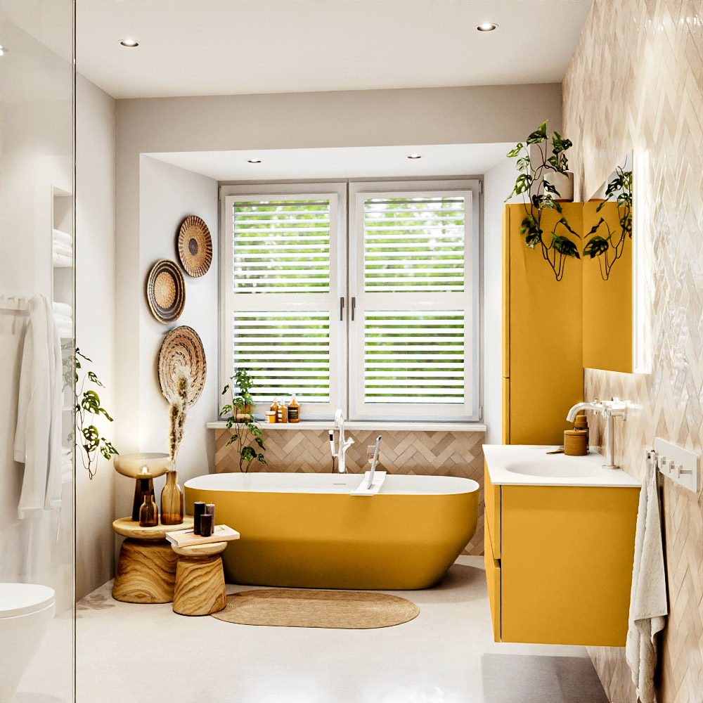 MONDIAZ VICA 110cm mueble de baño Ocher 2 cajones. Lavabo MOON Derecho 1 orificio, color Talc. 3 MONDIAZ VICA 110cm mueble de baño Ocher 2 cajones. Lavabo MOON Derecho 1 orificio, color Talc. - Imagen 3