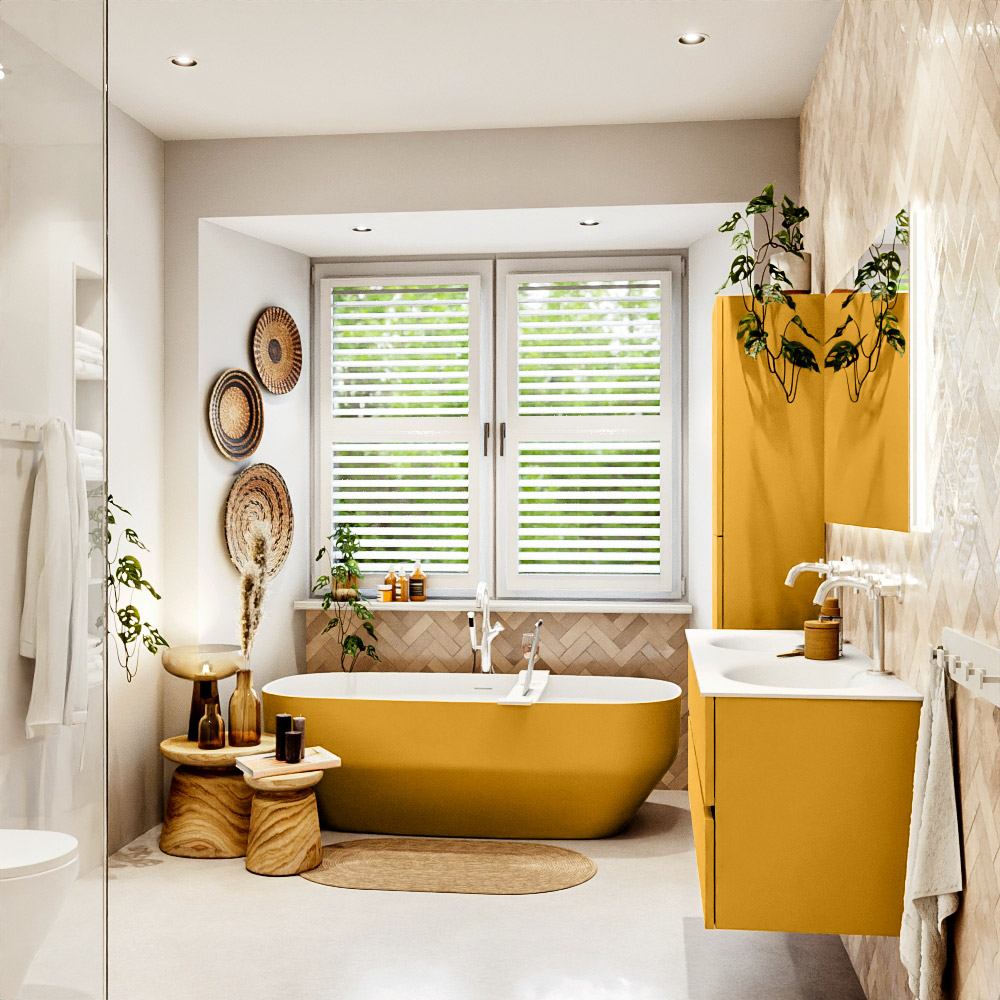 MONDIAZ VICA 130cm mueble de baño Ocher 2 cajones. Lavabo MOON Doble 2 orificios, color Talc. 3 MONDIAZ VICA 130cm mueble de baño Ocher 2 cajones. Lavabo MOON Doble 2 orificios, color Talc. - Imagen 3
