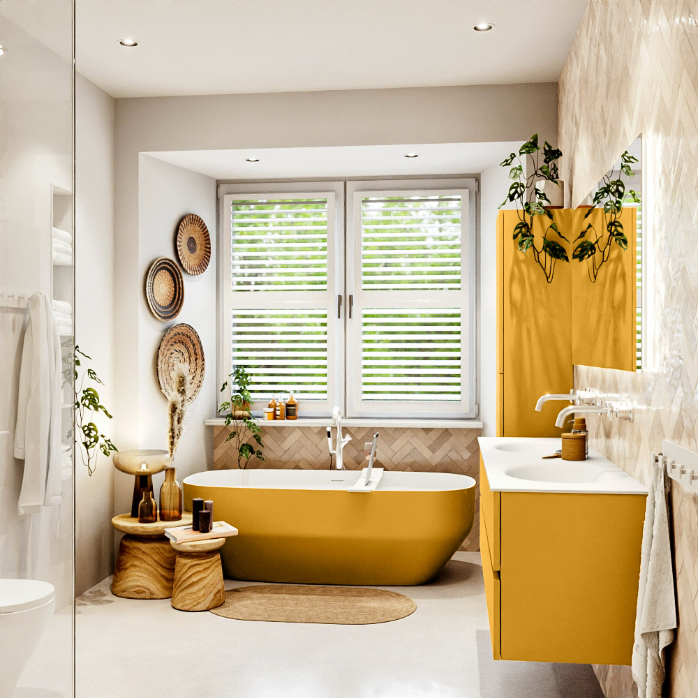 MONDIAZ VICA 150cm mueble de baño Ocher 2 cajones. Lavabo MOON Doble sin orificio, color Talc. 3 MONDIAZ VICA 150cm mueble de baño Ocher 2 cajones. Lavabo MOON Doble sin orificio, color Talc. - Imagen 3