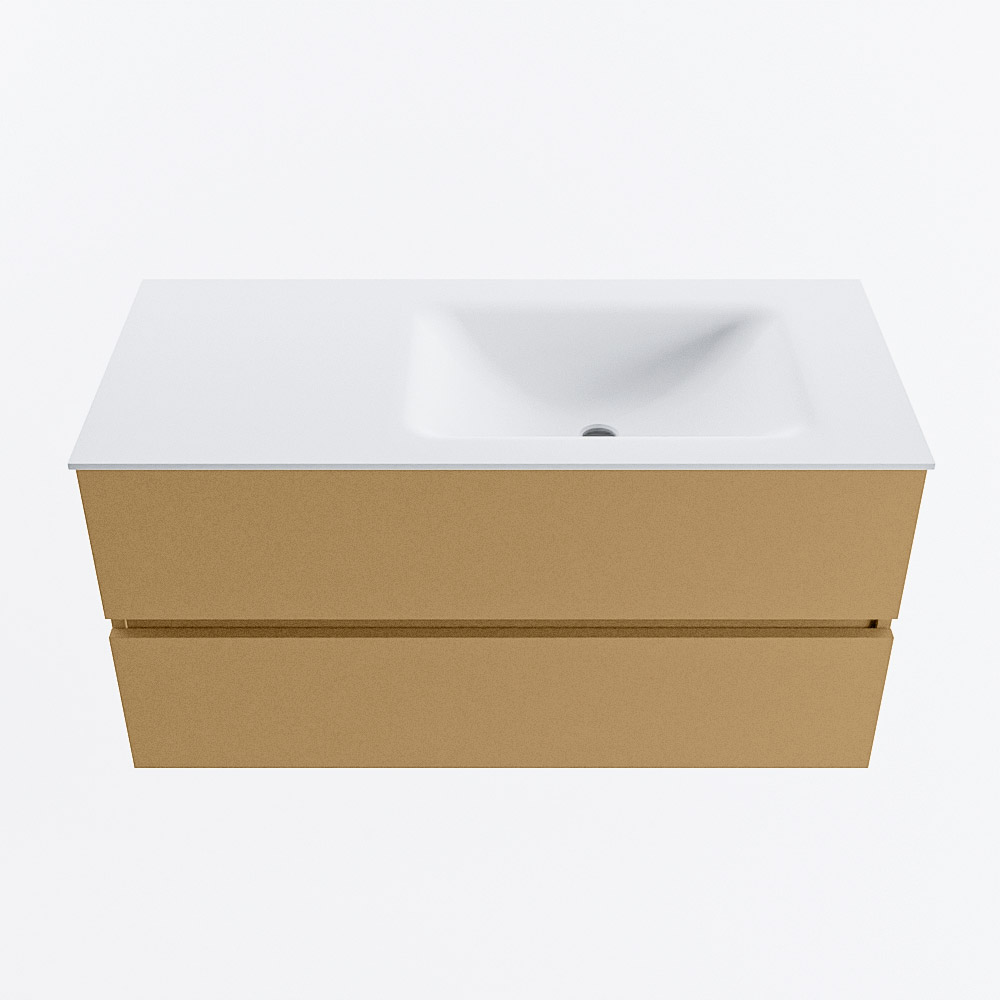 MONDIAZ VICA 100cm mueble de baño Oro 2 cajones. Lavabo CLOUD Derecho 1 orificio, color Talc. 5 MONDIAZ VICA 100cm mueble de baño Oro 2 cajones. Lavabo CLOUD Derecho 1 orificio, color Talc. - Imagen 5