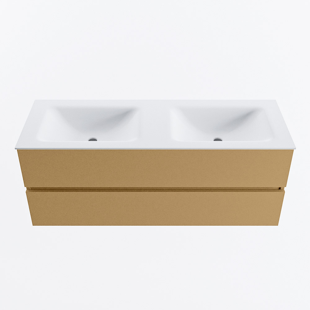 MONDIAZ VICA 130cm mueble de baño Oro 2 cajones. Lavabo CLOUD Doble sin orificio, color Talc. 5 MONDIAZ VICA 130cm mueble de baño Oro 2 cajones. Lavabo CLOUD Doble sin orificio, color Talc. - Imagen 5