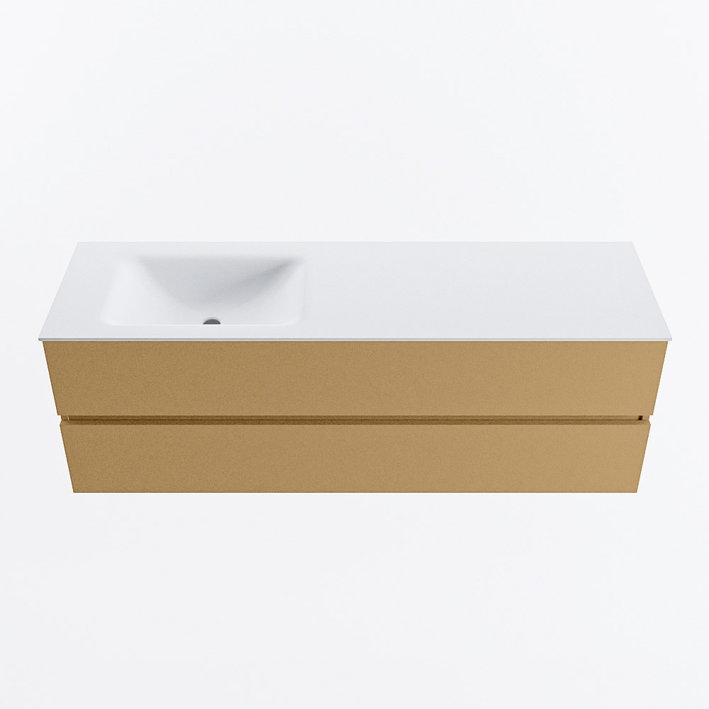 MONDIAZ VICA 150cm mueble de baño Oro 2 cajones. Lavabo CLOUD Izquierda sin orificio, color Talc. 5 MONDIAZ VICA 150cm mueble de baño Oro 2 cajones. Lavabo CLOUD Izquierda sin orificio, color Talc. - Imagen 5