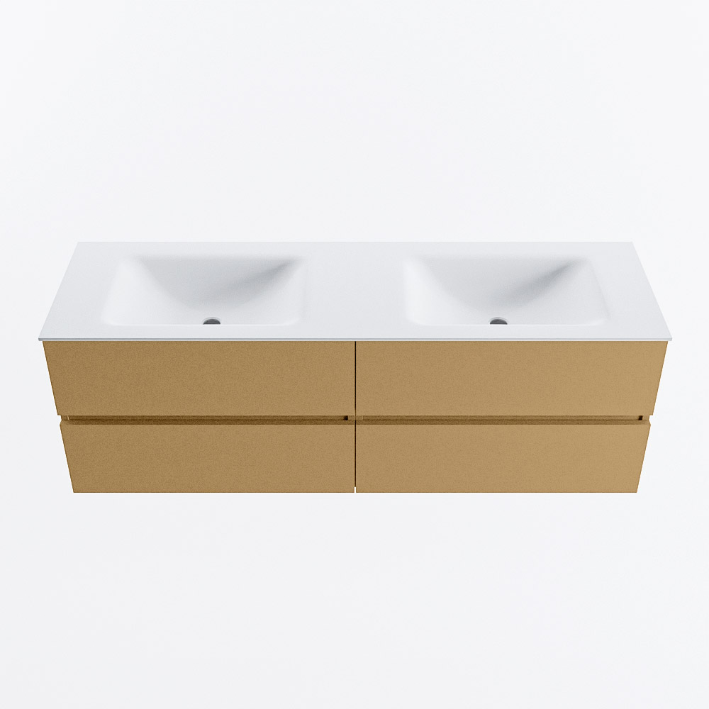 MONDIAZ VICA 150cm mueble de baño Oro 4 cajones. Lavabo CLOUD Doble sin orificio, color Talc. 5 MONDIAZ VICA 150cm mueble de baño Oro 4 cajones. Lavabo CLOUD Doble sin orificio, color Talc. - Imagen 5