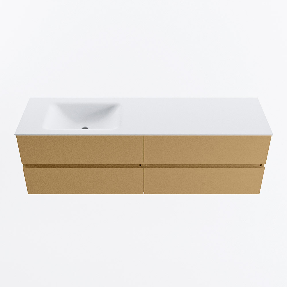MONDIAZ VICA 160cm mueble de baño Oro 4 cajones. Lavabo CLOUD Izquierda 1 orificio, color Talc. 5 MONDIAZ VICA 160cm mueble de baño Oro 4 cajones. Lavabo CLOUD Izquierda 1 orificio, color Talc. - Imagen 5