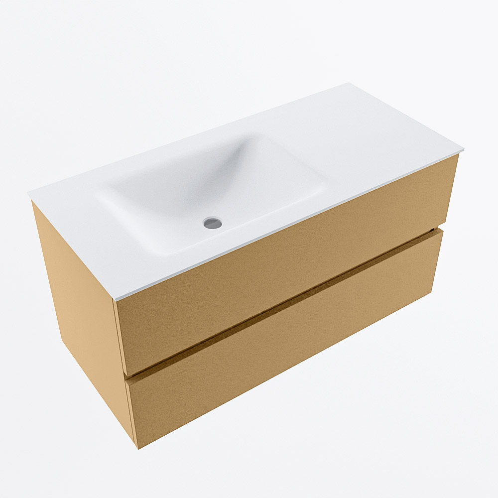 MONDIAZ VICA 100cm mueble de baño Oro 2 cajones. Lavabo CLOUD Izquierda 1 orificio, color Talc. 6 MONDIAZ VICA 100cm mueble de baño Oro 2 cajones. Lavabo CLOUD Izquierda 1 orificio, color Talc. - Imagen 6