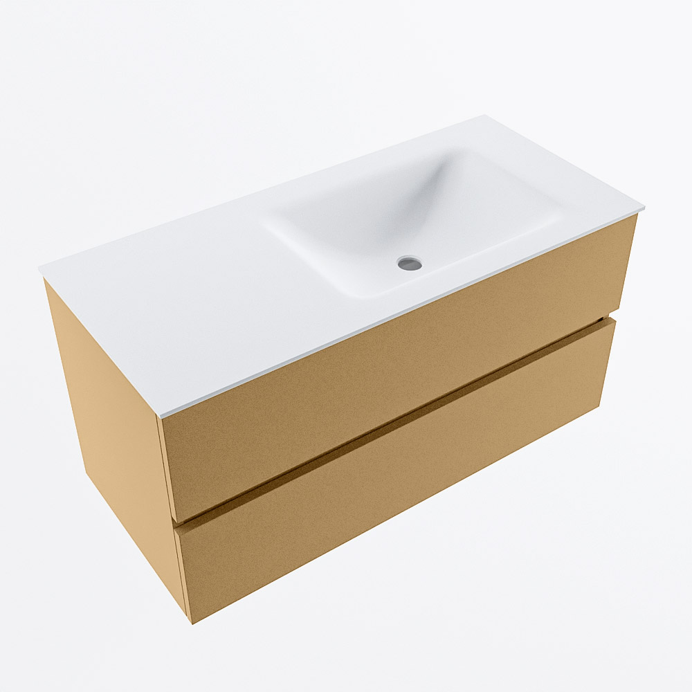 MONDIAZ VICA 100cm mueble de baño Oro 2 cajones. Lavabo CLOUD Derecho 1 orificio, color Talc. 6 MONDIAZ VICA 100cm mueble de baño Oro 2 cajones. Lavabo CLOUD Derecho 1 orificio, color Talc. - Imagen 6