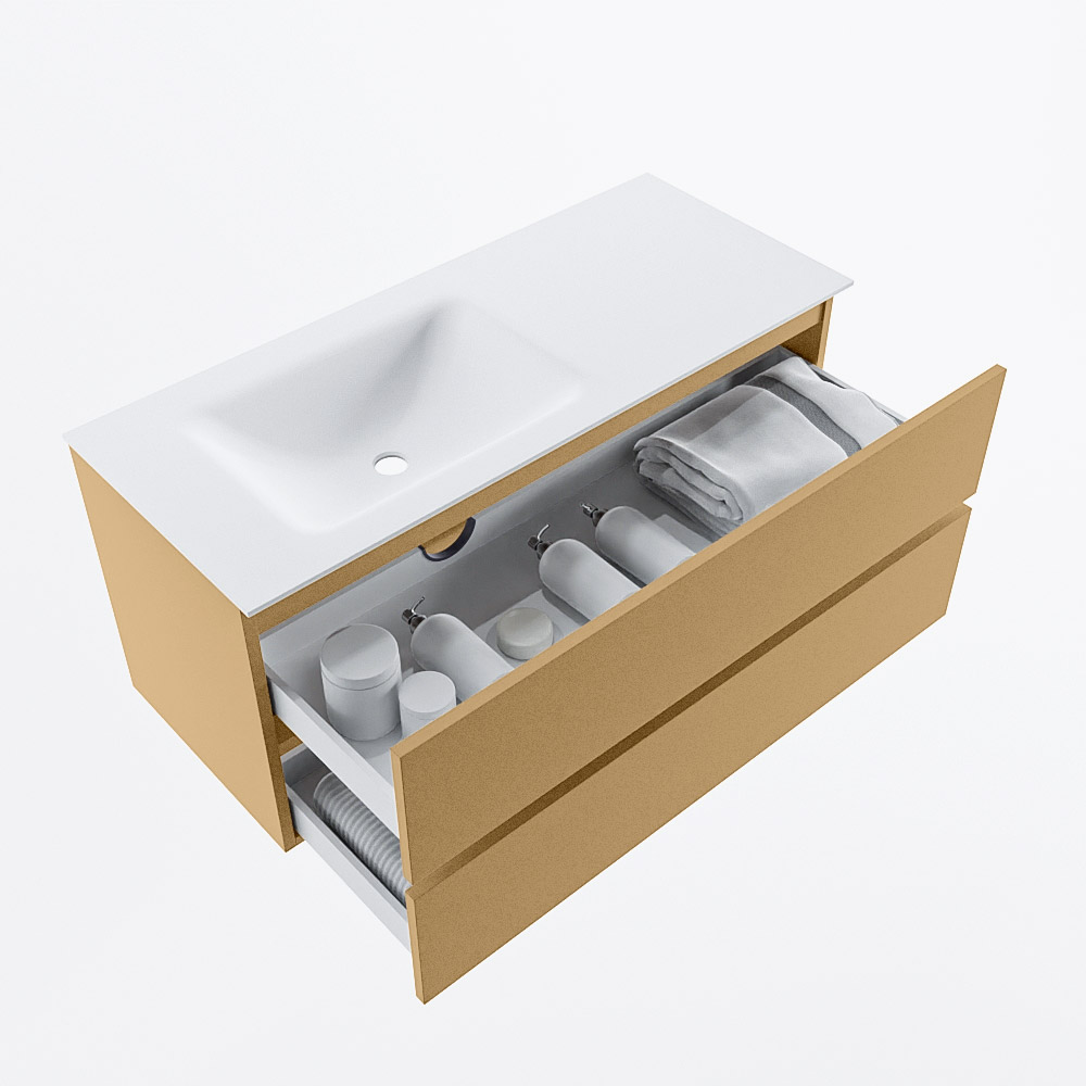 MONDIAZ VICA 110cm mueble de baño Oro 2 cajones. Lavabo CLOUD Izquierda 1 orificio, color Talc. 7 MONDIAZ VICA 110cm mueble de baño Oro 2 cajones. Lavabo CLOUD Izquierda 1 orificio, color Talc. - Imagen 7