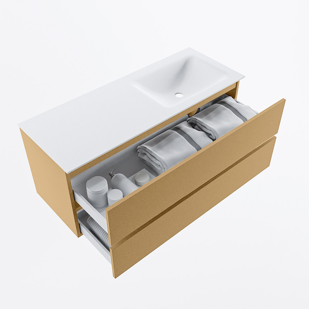 MONDIAZ VICA 120cm mueble de baño Oro 2 cajones. Lavabo CLOUD Derecho 1 orificio, color Talc. 7 MONDIAZ VICA 120cm mueble de baño Oro 2 cajones. Lavabo CLOUD Derecho 1 orificio, color Talc. - Imagen 7