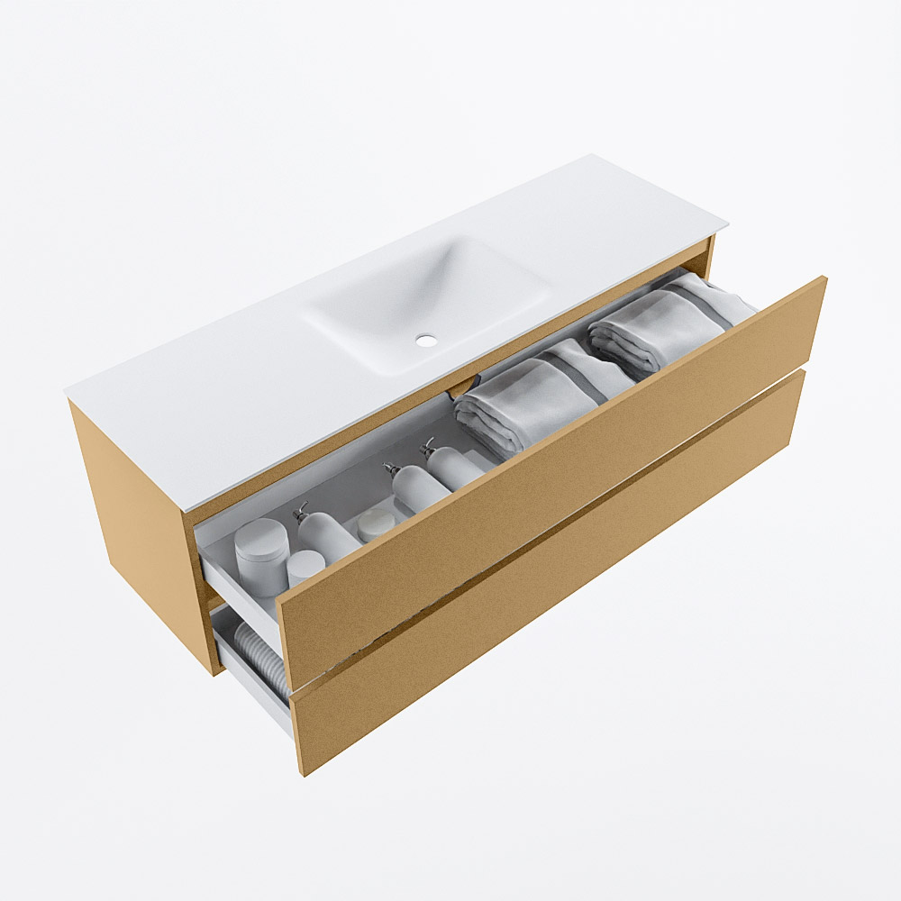 MONDIAZ VICA 150cm mueble de baño Oro 2 cajones. Lavabo CLOUD Centro 1 orificio, color Talc. 7 MONDIAZ VICA 150cm mueble de baño Oro 2 cajones. Lavabo CLOUD Centro 1 orificio, color Talc. - Imagen 7