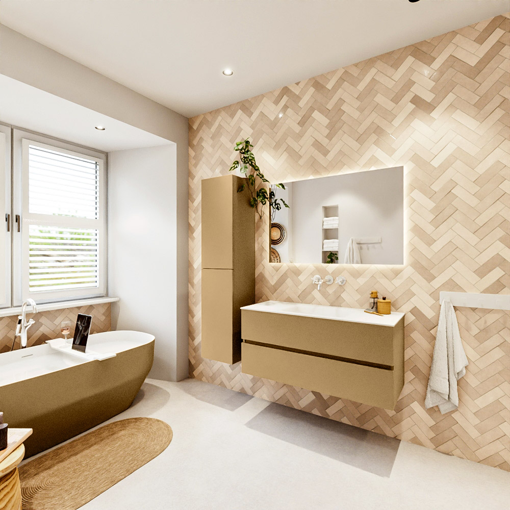 MONDIAZ VICA 110cm mueble de baño Oro 2 cajones. Lavabo CLOUD Centro sin orificio, color Talc. 4 MONDIAZ VICA 110cm mueble de baño Oro 2 cajones. Lavabo CLOUD Centro sin orificio, color Talc. - Imagen 4