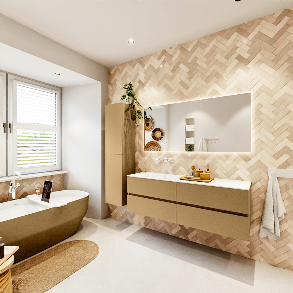 MONDIAZ VICA 150cm mueble de baño Oro 4 cajones. Lavabo CLOUD Izquierda sin orificio, color Talc. 4 MONDIAZ VICA 150cm mueble de baño Oro 4 cajones. Lavabo CLOUD Izquierda sin orificio, color Talc. - Imagen 4