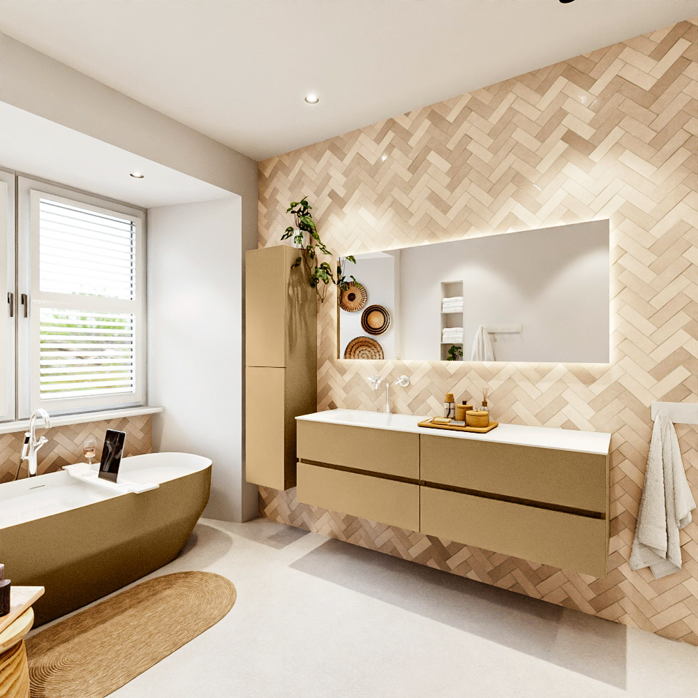 MONDIAZ VICA 160cm mueble de baño Oro 4 cajones. Lavabo CLOUD Izquierda 1 orificio, color Talc. 4 MONDIAZ VICA 160cm mueble de baño Oro 4 cajones. Lavabo CLOUD Izquierda 1 orificio, color Talc. - Imagen 4