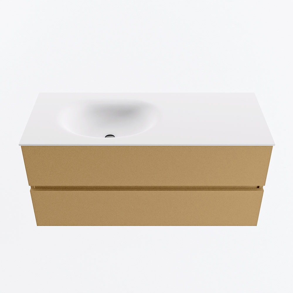 MONDIAZ VICA 110cm mueble de baño Oro 2 cajones. Lavabo MOON Izquierda sin orificio, color Talc. 5 MONDIAZ VICA 110cm mueble de baño Oro 2 cajones. Lavabo MOON Izquierda sin orificio, color Talc. - Imagen 5