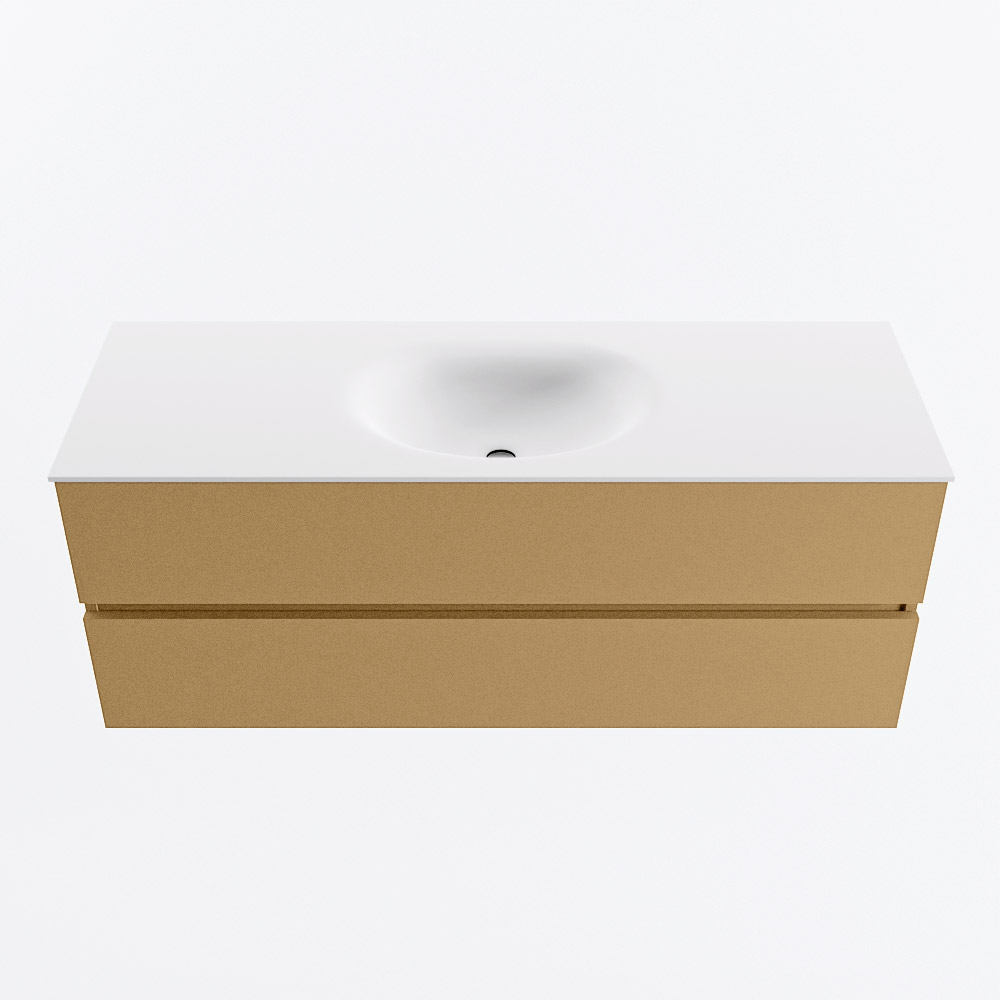 MONDIAZ VICA 130cm mueble de baño Oro 2 cajones. Lavabo MOON Centro sin orificio, color Talc. 5 MONDIAZ VICA 130cm mueble de baño Oro 2 cajones. Lavabo MOON Centro sin orificio, color Talc. - Imagen 5