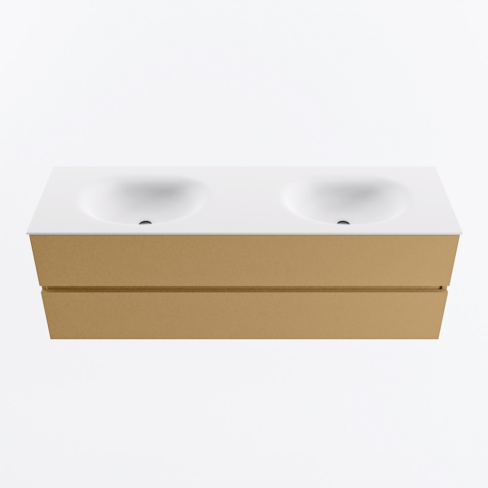 MONDIAZ VICA 150cm mueble de baño Oro 2 cajones. Lavabo MOON Doble 2 orificios, color Talc. 5 MONDIAZ VICA 150cm mueble de baño Oro 2 cajones. Lavabo MOON Doble 2 orificios, color Talc. - Imagen 5