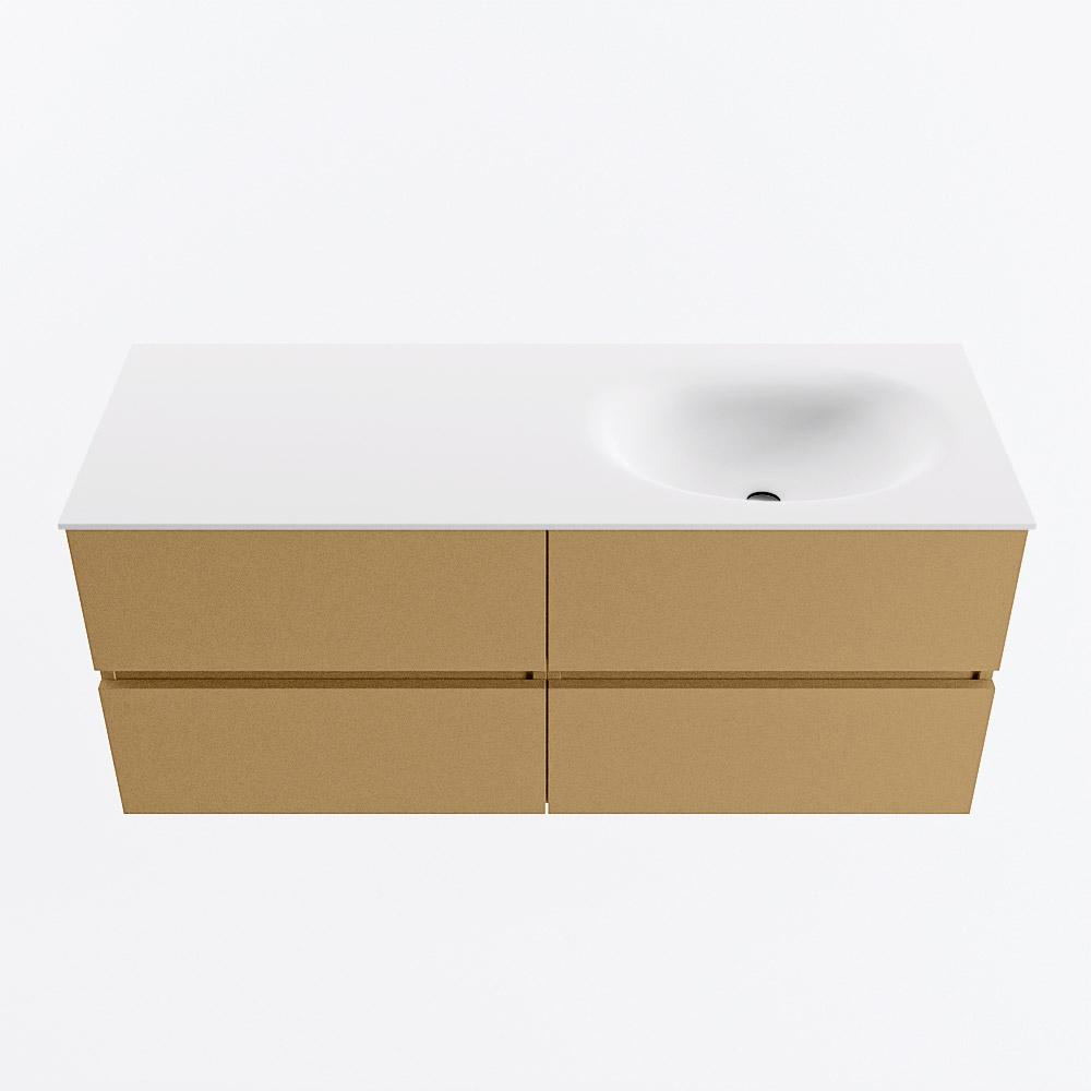 MONDIAZ VICA 120cm mueble de baño Oro 4 cajones. Lavabo MOON Derecho sin orificio, color Talc. 5 MONDIAZ VICA 120cm mueble de baño Oro 4 cajones. Lavabo MOON Derecho sin orificio, color Talc. - Imagen 5