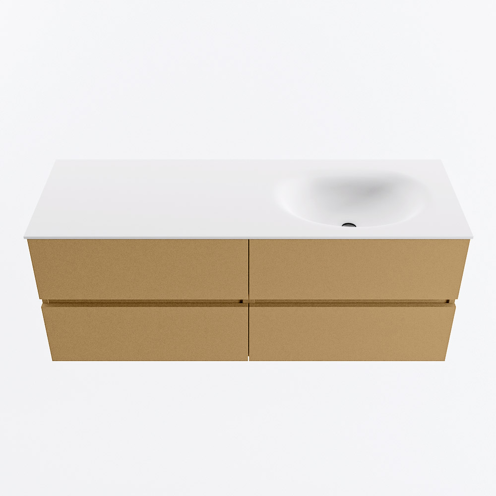 MONDIAZ VICA 130cm mueble de baño Oro 4 cajones. Lavabo MOON Derecho 1 orificio, color Talc. 5 MONDIAZ VICA 130cm mueble de baño Oro 4 cajones. Lavabo MOON Derecho 1 orificio, color Talc. - Imagen 5