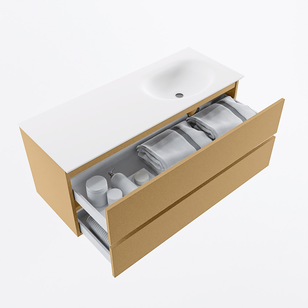 MONDIAZ VICA 120cm mueble de baño Oro 2 cajones. Lavabo MOON Derecho 1 orificio, color Talc. 7 MONDIAZ VICA 120cm mueble de baño Oro 2 cajones. Lavabo MOON Derecho 1 orificio, color Talc. - Imagen 7