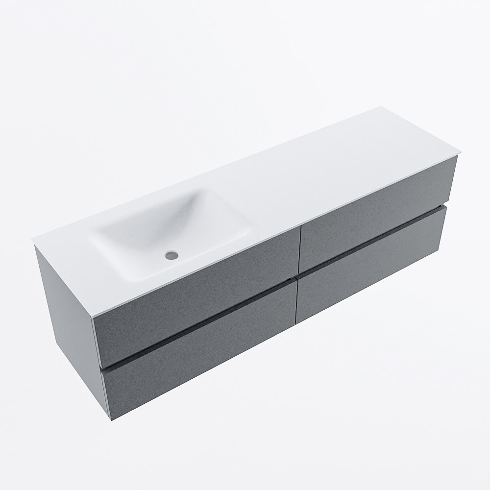 MONDIAZ VICA 160cm mueble de baño Plata 4 cajones. Lavabo CLOUD Izquierda 1 orificio, color Talc. 6 MONDIAZ VICA 160cm mueble de baño Plata 4 cajones. Lavabo CLOUD Izquierda 1 orificio, color Talc. - Imagen 6