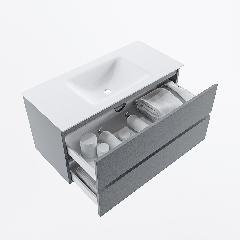 MONDIAZ VICA 100cm mueble de baño Plata 2 cajones. Lavabo CLOUD Centro 1 orificio, color Talc. 7 MONDIAZ VICA 100cm mueble de baño Plata 2 cajones. Lavabo CLOUD Centro 1 orificio, color Talc. - Imagen 7