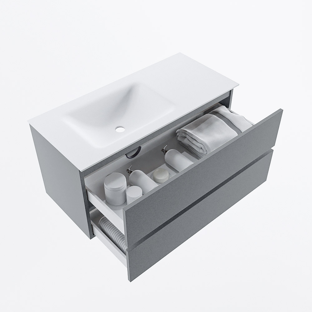 MONDIAZ VICA 100cm mueble de baño Plata 2 cajones. Lavabo CLOUD Izquierda 1 orificio, color Talc. 7 MONDIAZ VICA 100cm mueble de baño Plata 2 cajones. Lavabo CLOUD Izquierda 1 orificio, color Talc. - Imagen 7