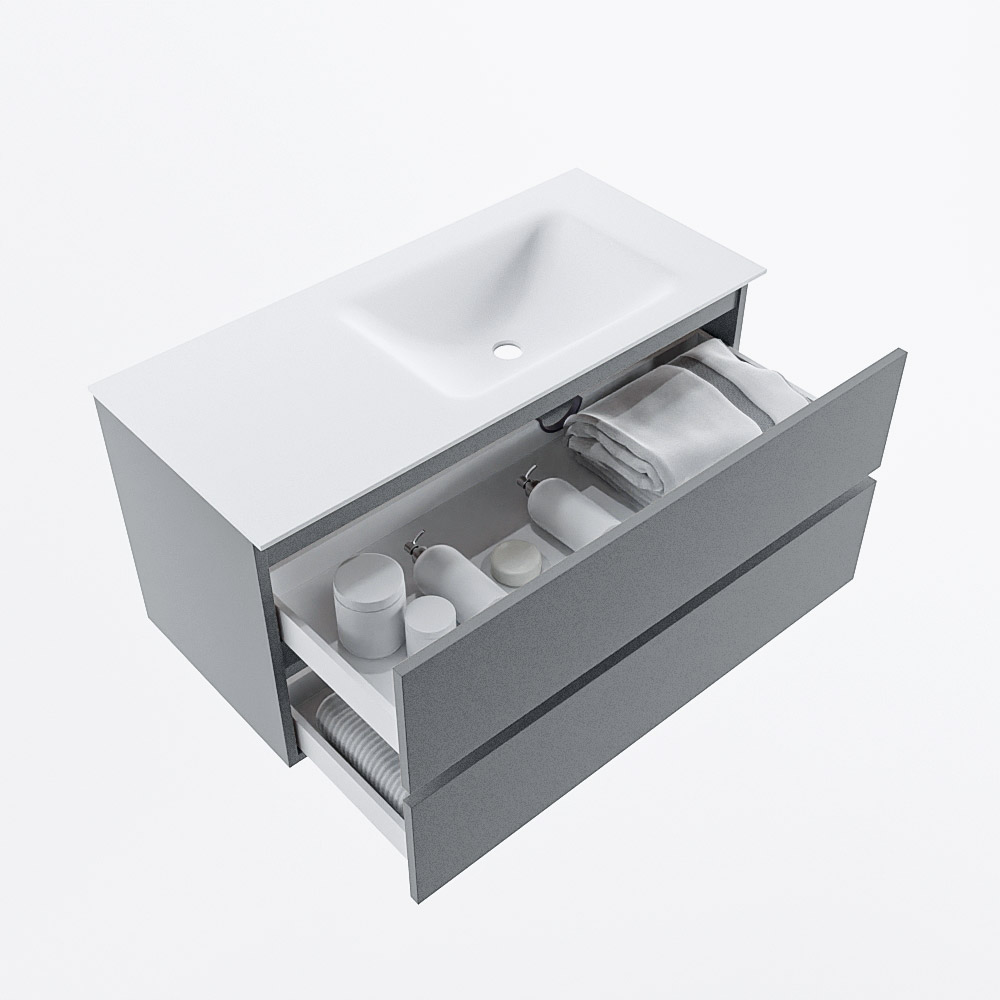 MONDIAZ VICA 100cm mueble de baño Plata 2 cajones. Lavabo CLOUD Derecho 1 orificio, color Talc. 7 MONDIAZ VICA 100cm mueble de baño Plata 2 cajones. Lavabo CLOUD Derecho 1 orificio, color Talc. - Imagen 7