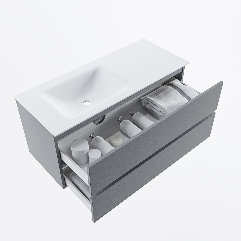 MONDIAZ VICA 110cm mueble de baño Plata 2 cajones. Lavabo CLOUD Izquierda sin orificio, color Talc. 7 MONDIAZ VICA 110cm mueble de baño Plata 2 cajones. Lavabo CLOUD Izquierda sin orificio, color Talc. - Imagen 7