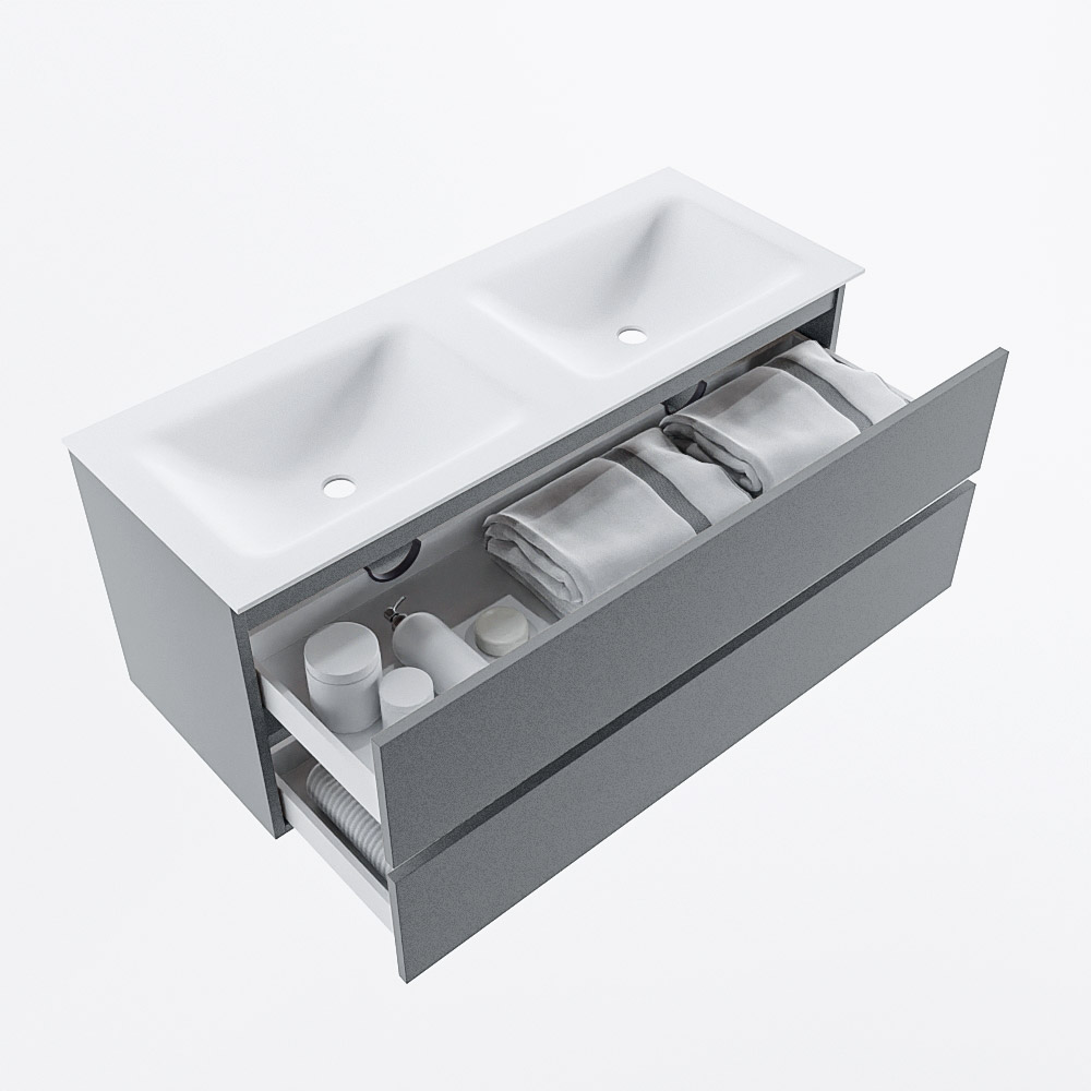 MONDIAZ VICA 120cm mueble de baño Plata 2 cajones. Lavabo CLOUD Doble 2 orificios, color Talc. 7 MONDIAZ VICA 120cm mueble de baño Plata 2 cajones. Lavabo CLOUD Doble 2 orificios, color Talc. - Imagen 7