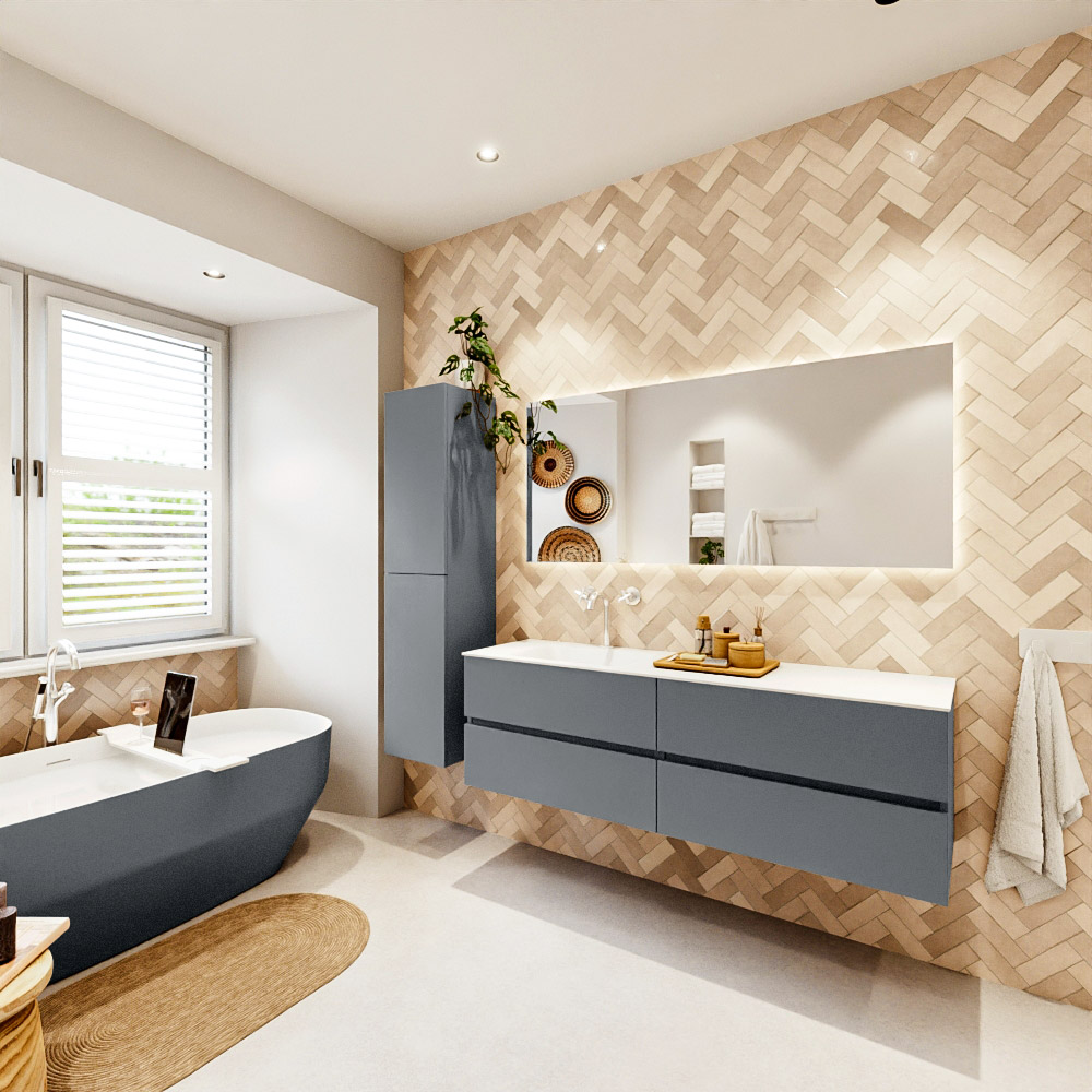 MONDIAZ VICA 160cm mueble de baño Plata 4 cajones. Lavabo CLOUD Izquierda 1 orificio, color Talc. 4 MONDIAZ VICA 160cm mueble de baño Plata 4 cajones. Lavabo CLOUD Izquierda 1 orificio, color Talc. - Imagen 4