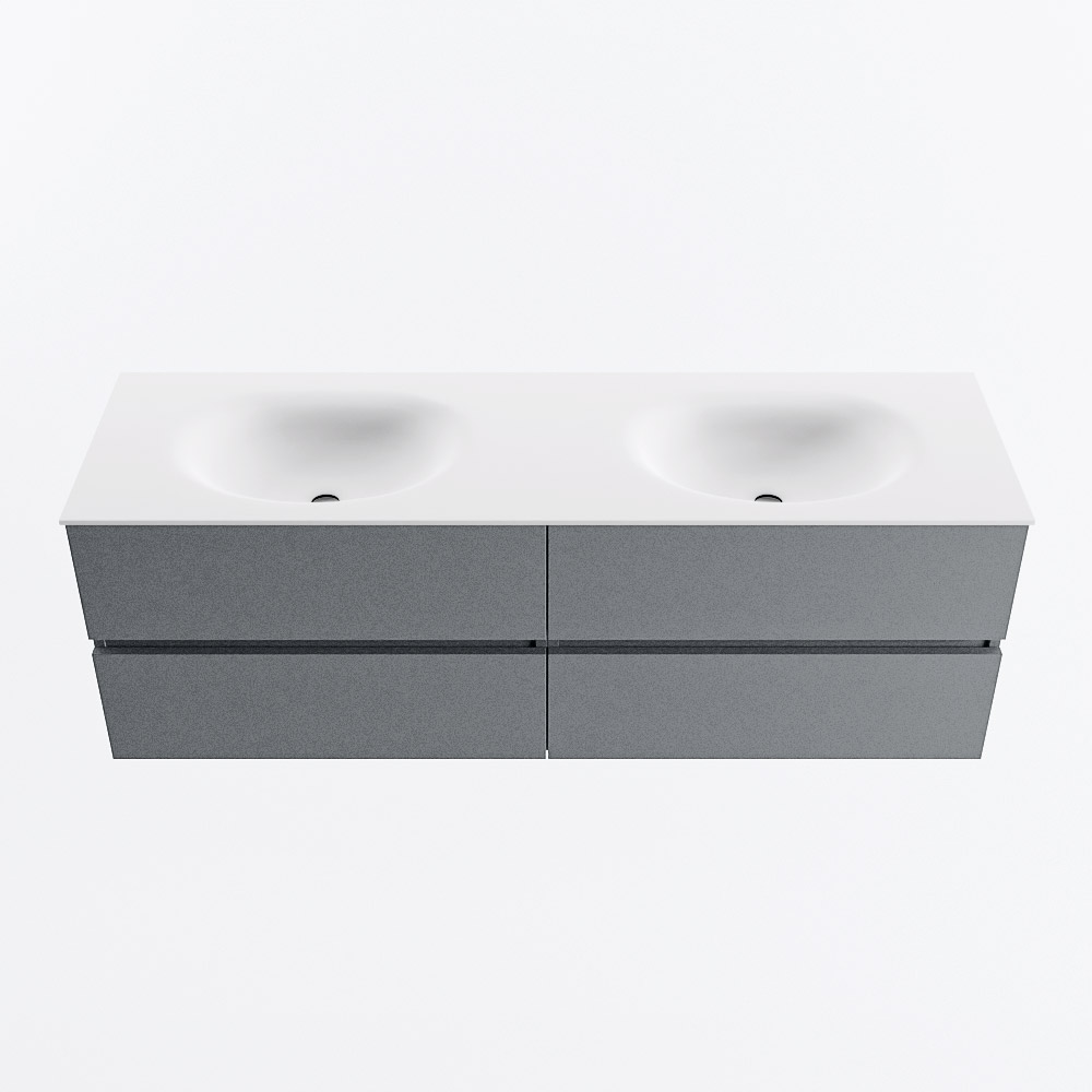 MONDIAZ VICA 150cm mueble de baño Plata 4 cajones. Lavabo MOON Doble 2 orificios, color Talc. 5 MONDIAZ VICA 150cm mueble de baño Plata 4 cajones. Lavabo MOON Doble 2 orificios, color Talc. - Imagen 5