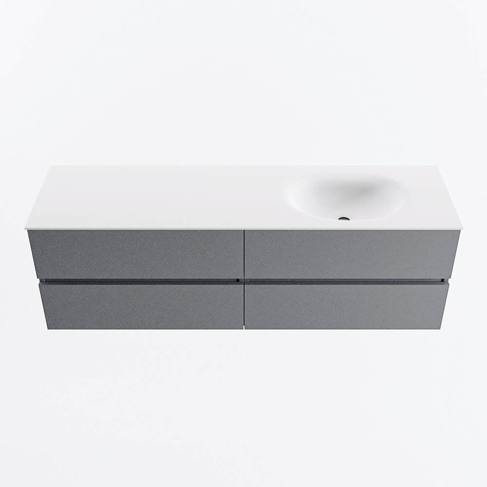 MONDIAZ VICA 160cm mueble de baño Plata 4 cajones. Lavabo MOON Derecho 1 orificio, color Talc. 5 MONDIAZ VICA 160cm mueble de baño Plata 4 cajones. Lavabo MOON Derecho 1 orificio, color Talc. - Imagen 5