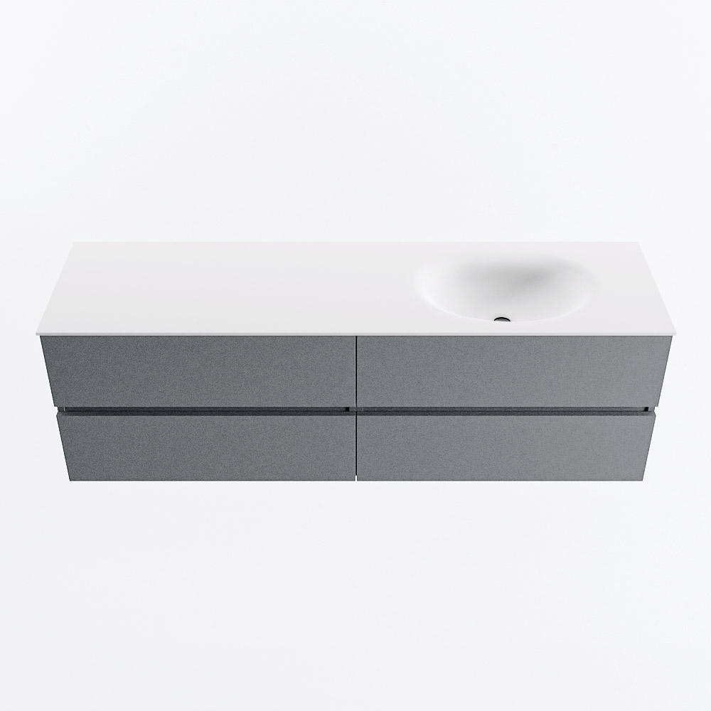MONDIAZ VICA 160cm mueble de baño Plata 4 cajones. Lavabo MOON Derecho sin orificio, color Talc. 5 MONDIAZ VICA 160cm mueble de baño Plata 4 cajones. Lavabo MOON Derecho sin orificio, color Talc. - Imagen 5