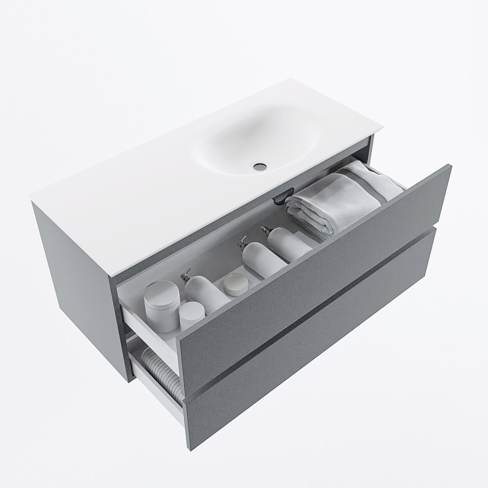 MONDIAZ VICA 110cm mueble de baño Plata 2 cajones. Lavabo MOON Derecho sin orificio, color Talc. 7 MONDIAZ VICA 110cm mueble de baño Plata 2 cajones. Lavabo MOON Derecho sin orificio, color Talc. - Imagen 7