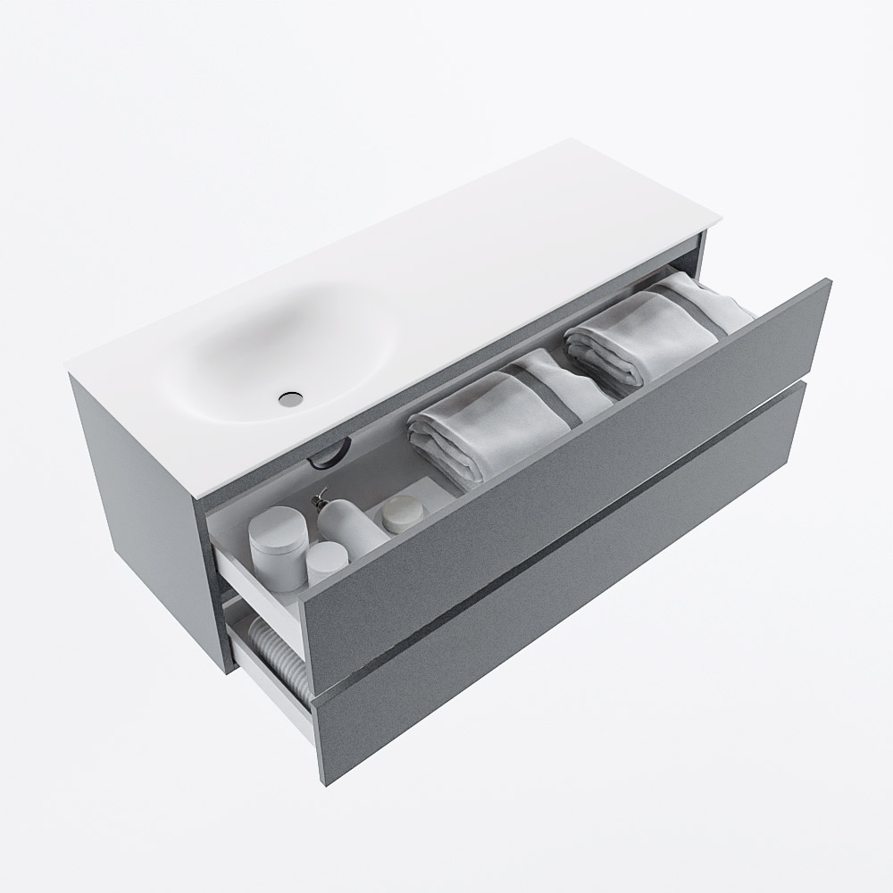 MONDIAZ VICA 130cm mueble de baño Plata 2 cajones. Lavabo MOON Izquierda sin orificio, color Talc. 7 MONDIAZ VICA 130cm mueble de baño Plata 2 cajones. Lavabo MOON Izquierda sin orificio, color Talc. - Imagen 7