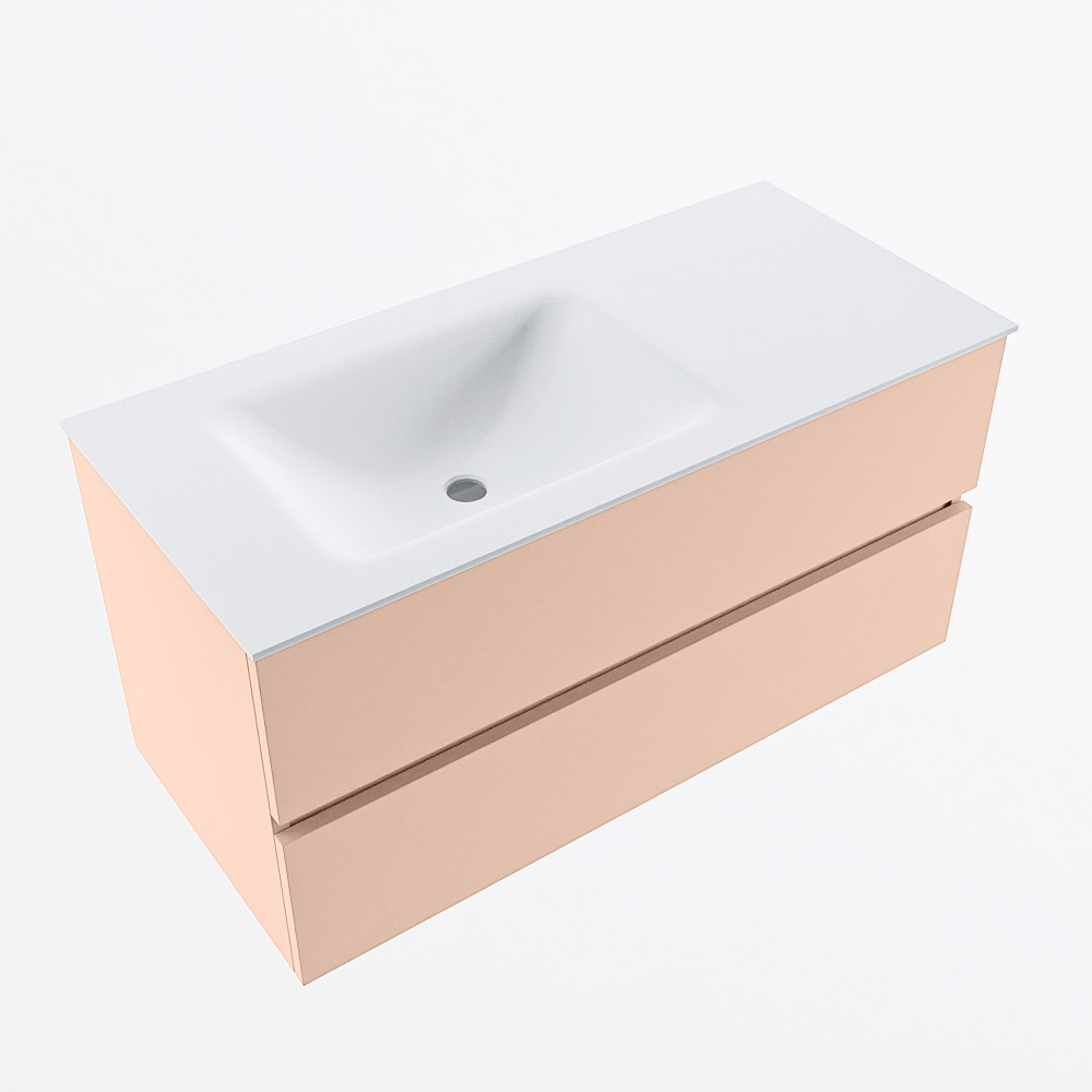 MONDIAZ VICA 100cm mueble de baño Rosee 2 cajones. Lavabo CLOUD Izquierda 1 orificio, color Talc. 6 MONDIAZ VICA 100cm mueble de baño Rosee 2 cajones. Lavabo CLOUD Izquierda 1 orificio, color Talc. - Imagen 6