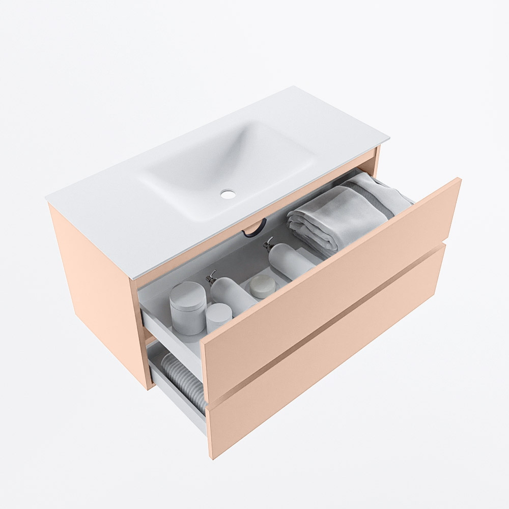 MONDIAZ VICA 100cm mueble de baño Rosee 2 cajones. Lavabo CLOUD Centro sin orificio, color Talc. 7 MONDIAZ VICA 100cm mueble de baño Rosee 2 cajones. Lavabo CLOUD Centro sin orificio, color Talc. - Imagen 7