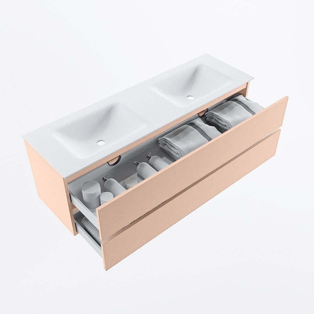MONDIAZ VICA 150cm mueble de baño Rosee 2 cajones. Lavabo CLOUD Doble sin orificio, color Talc. 7 MONDIAZ VICA 150cm mueble de baño Rosee 2 cajones. Lavabo CLOUD Doble sin orificio, color Talc. - Imagen 7