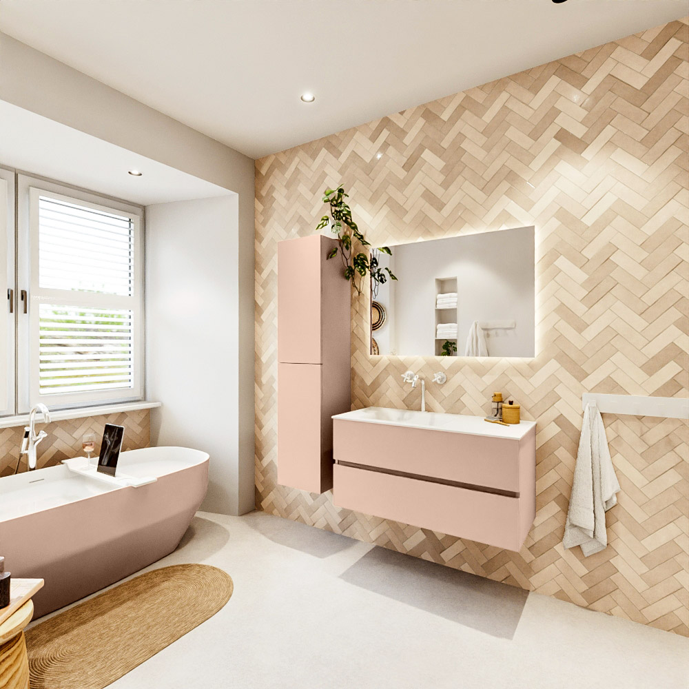 MONDIAZ VICA 100cm mueble de baño Rosee 2 cajones. Lavabo CLOUD Izquierda 1 orificio, color Talc. 4 MONDIAZ VICA 100cm mueble de baño Rosee 2 cajones. Lavabo CLOUD Izquierda 1 orificio, color Talc. - Imagen 4